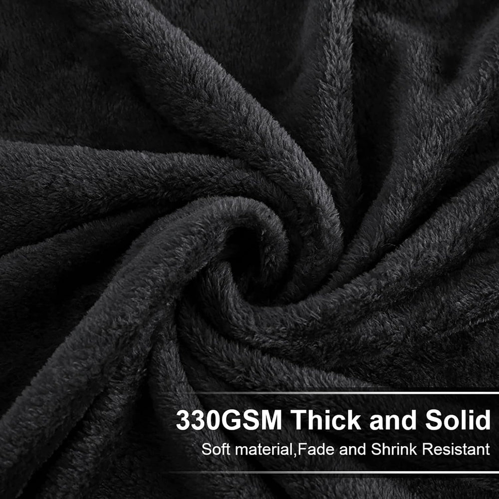EASELAND Soft Lightweight Queen Size Fleece Blanket, Black, 90x90 inches