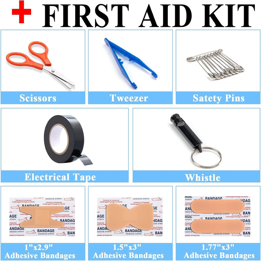 Car Emergency Roadside Kit with Scissor Jack, Air Compressor, Jumper Cables, ...