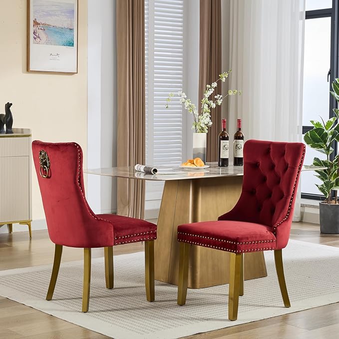 Velvet Dining Chairs Set of 2, Modern Tufted Dining Room Chair, Upholstered D...