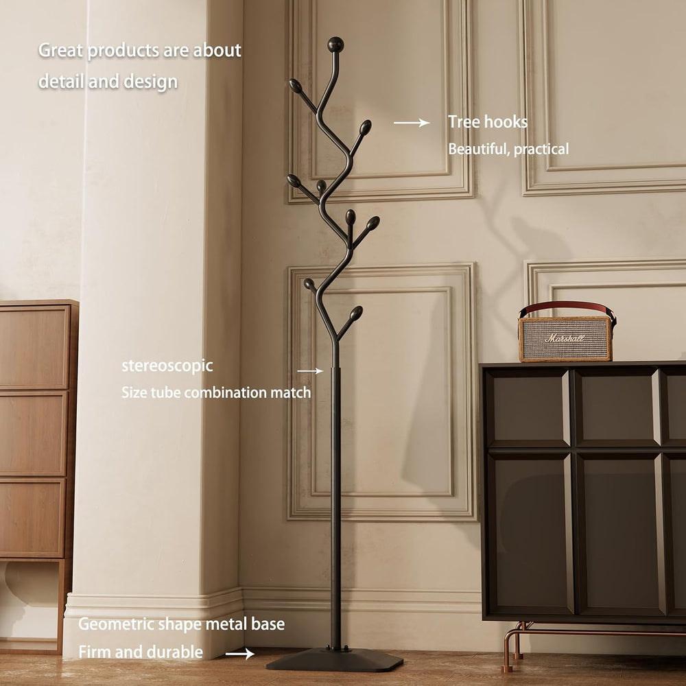 Tree-shaped coat rack stand,Metal coat tree with 8 Hooks and sturdy cast iron...
