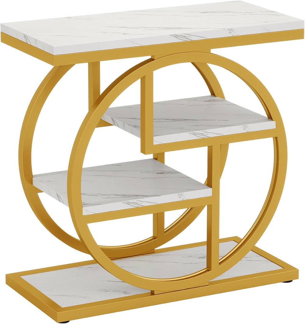 Tribesigns End Table for Living Room, Modern Faux Marble Narrow Side Table wi...