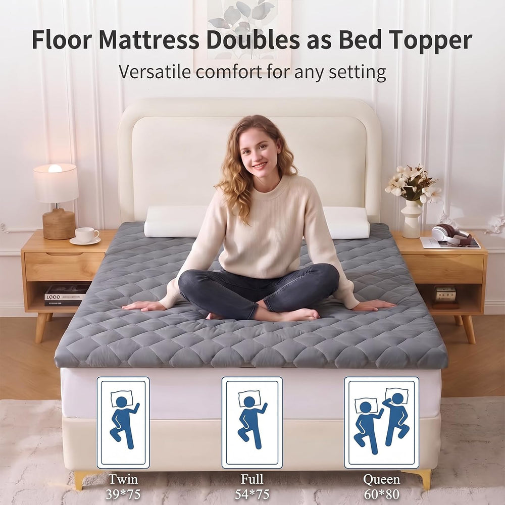 DOWNSTORIA Japanese Floor Mattress, 2.5 inch Futon Mattress Roll Up Tatami Ma...