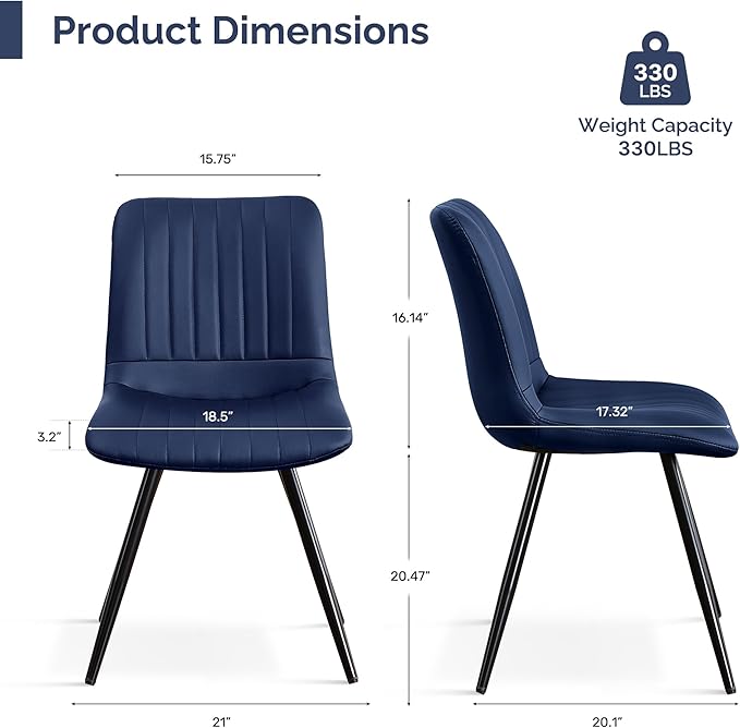Dining Chairs Set of 5, Modern Dining Chairs with Thick Cushions, PU Leather ...
