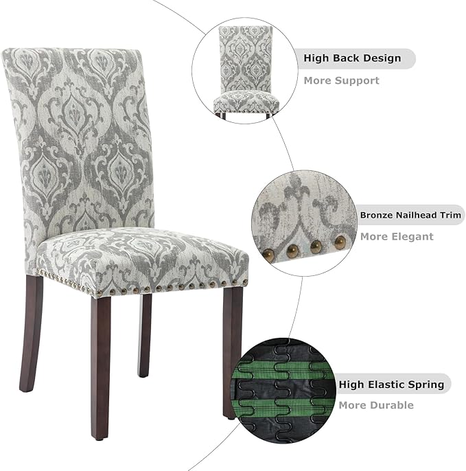 COLAMY Upholstered Parsons Dining Chairs Set of 4, Fabric Dining Room Kitchen...