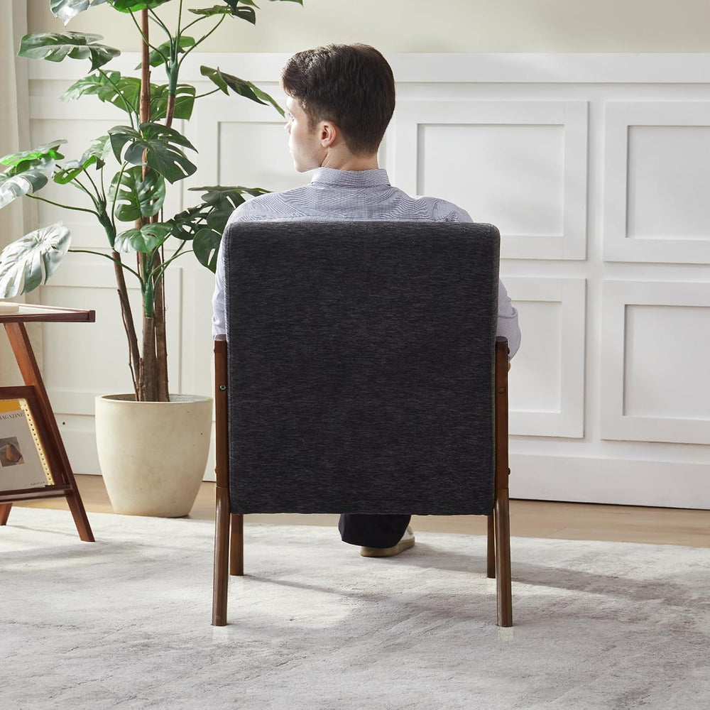 Achicsofar Accent Chair, Mid Century Modern Chenille Armchair with Pillow