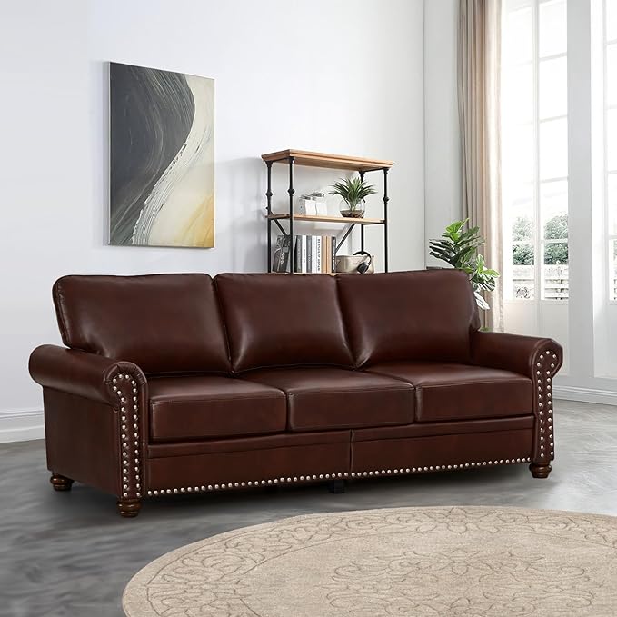 2 Piece Faux Leather Sofa Set,Modern Couch and Loveseat Sets with Storage,Mid...