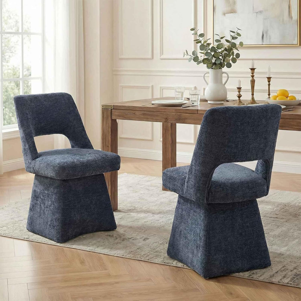 VKNOW Upholstered Swivel Dining Chairs Set of 2, Modern Dining Room Chairs wi...