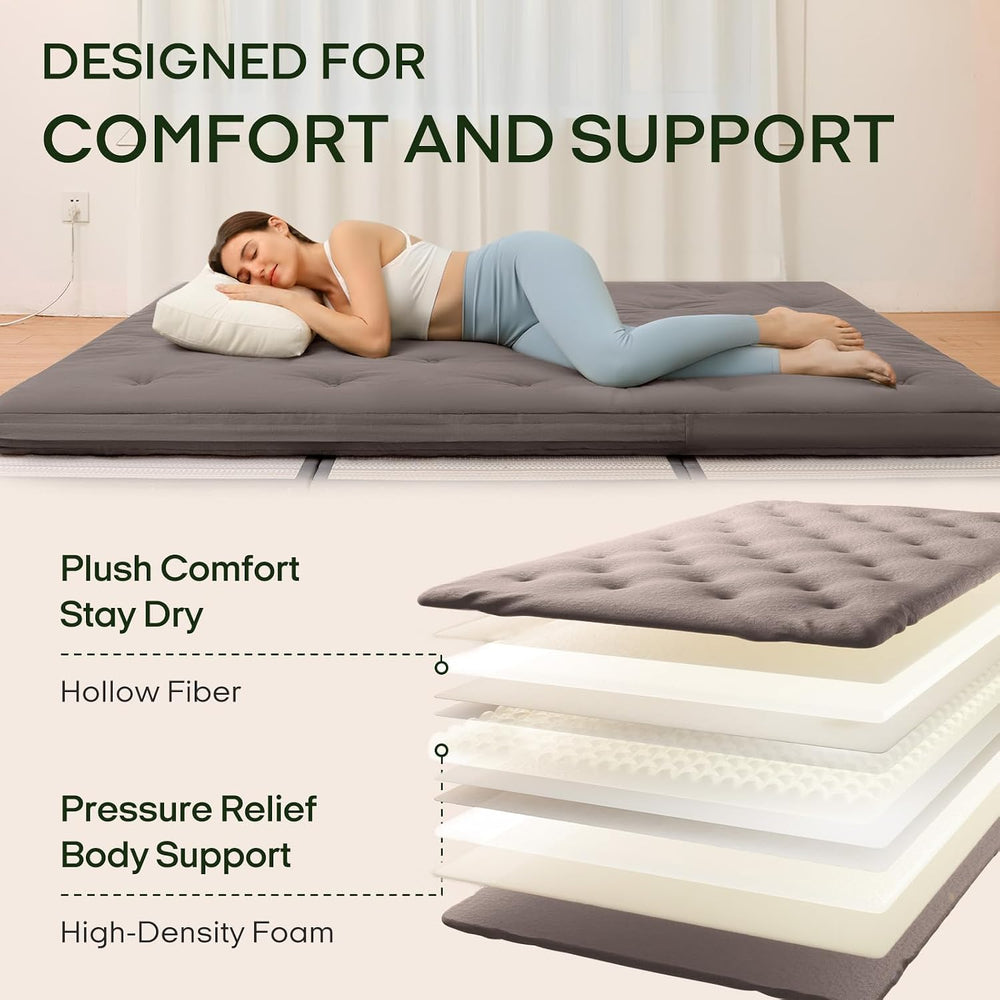 ZonLi Japanese Floor Futon Mattress 100% Cotton Cover Foldable Portable