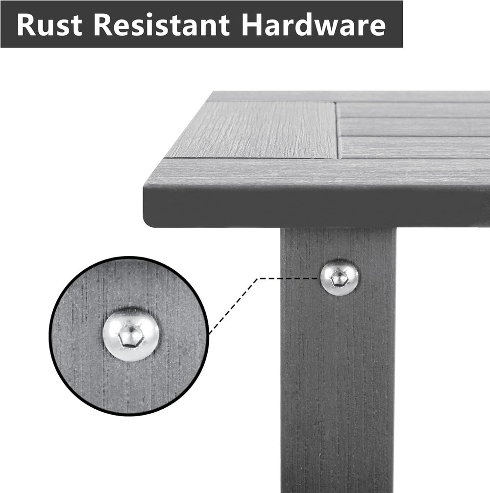 Meluvici Double Adirondack Outdoor Side Table Weather Resistant, Outdoor Rect...