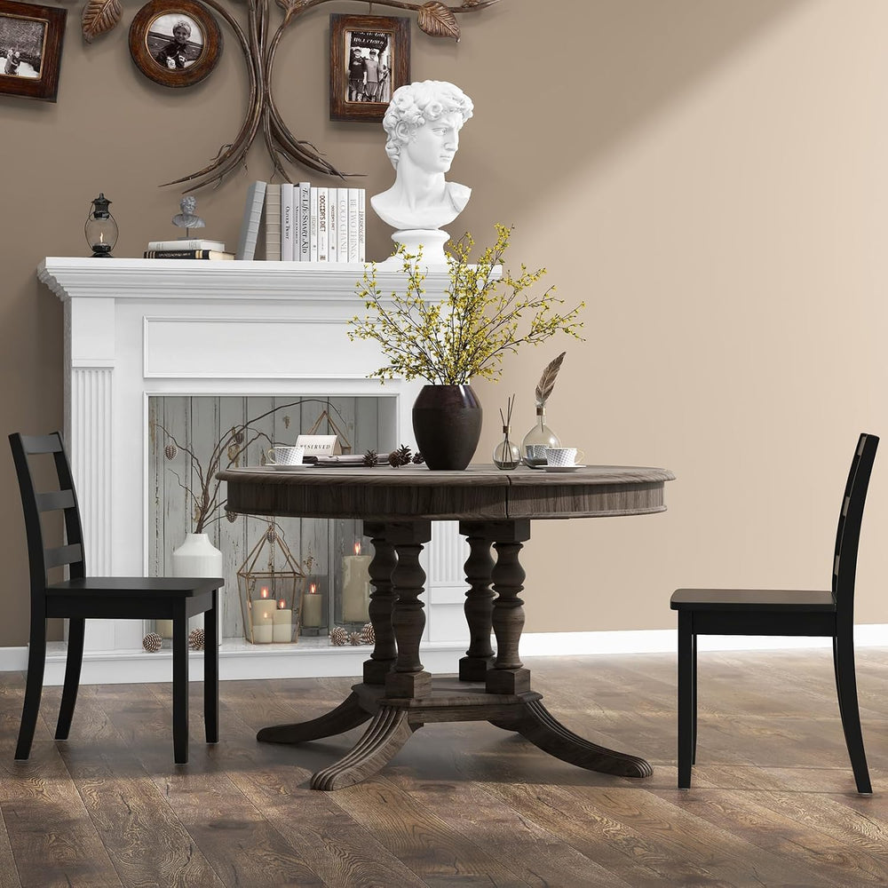 COSTWAY Dining Chairs Set of 2, Mid-Century Modern Wooden Chairs, Black