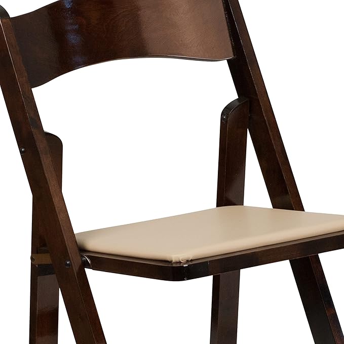 Flash Furniture 2 Pack HERCULES Series Fruitwood Wood Folding Chair with Viny...