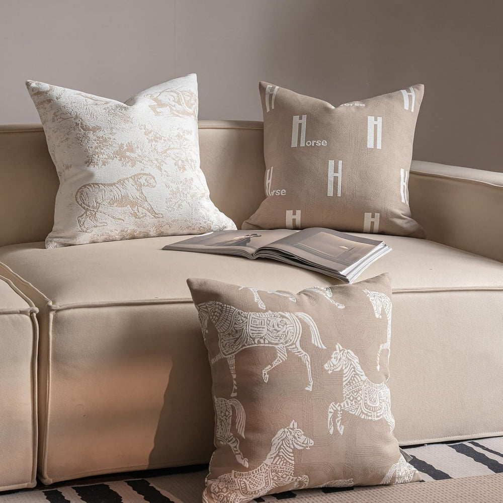 Croker Horse 20x20'' Inches Throw Pillow Cushion Cover - Beige Royal ...