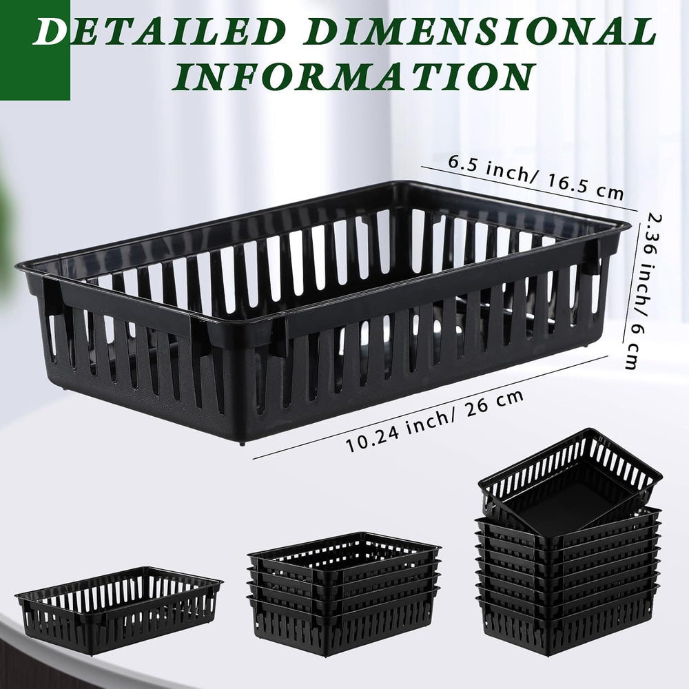 Wenqik 24 Pcs Plastic Storage Baskets for Classroom Organizing, Black