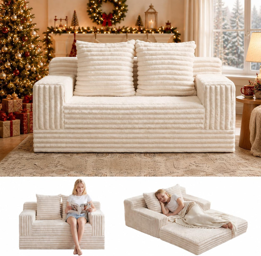 Erament Boneless Loveseat Convertible Sofa Bed, Folding Floor Futon Sleeper S...