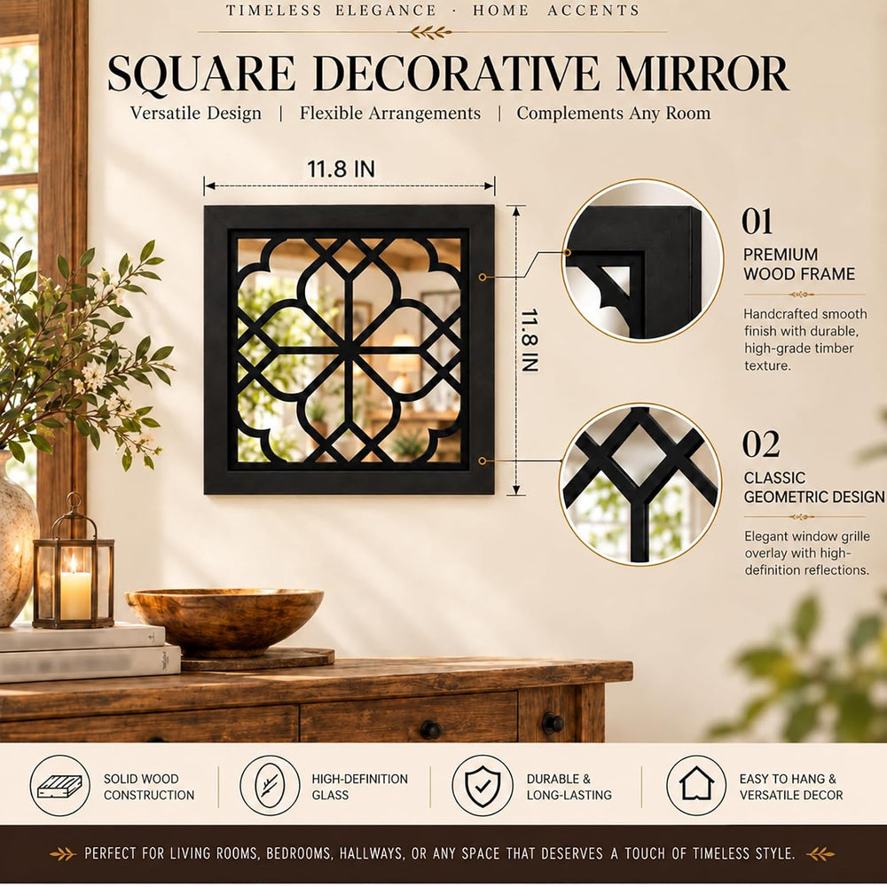 ZEXUIRU 4 Set Rustic Wall Mirrors for Bedroom Bathroom Living Room Entryway W...