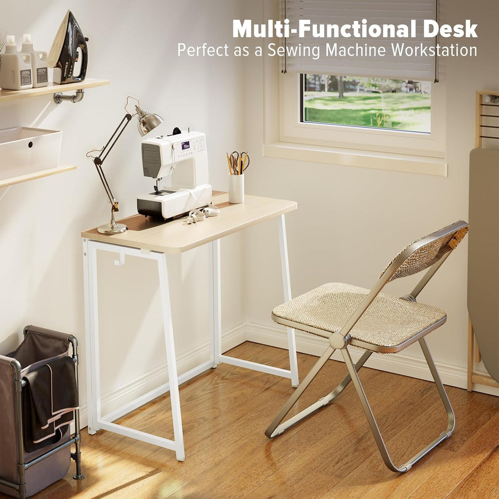 WOHOMO Folding Desk, Small Foldable Desk 31.5" for Small Spaces, Space S...