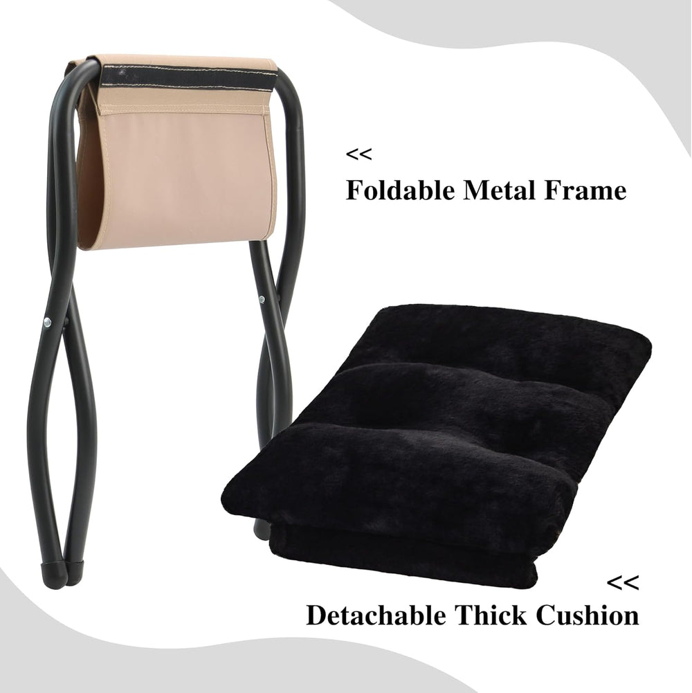 15"(H) Folding Ottoman, Foldable Footrest Stool, Portable Small Foot Sto...