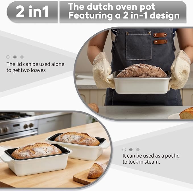 Enameled Cast Iron Dutch Oven for Sourdough Bread Baking, 9×5 Dutch Oven Pot