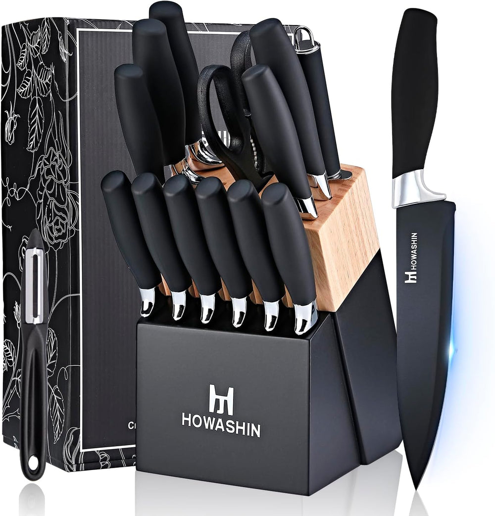 Black Knife Set, Howashin 15 Pieces Knife Sets