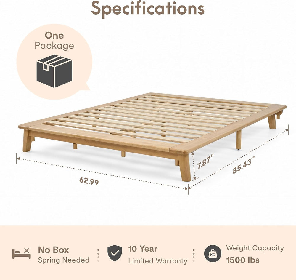 FLEXISPOT Hako G1 Queen Solid Wood Platform Bed with Tool-Free Assembly