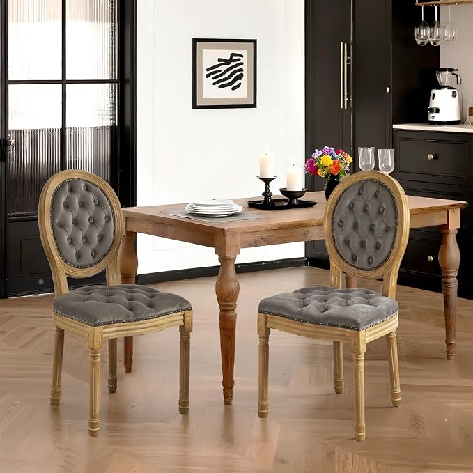 French Country Dining Chairs Set of 2,Farmhouse Upholstered Dining Room Chair...