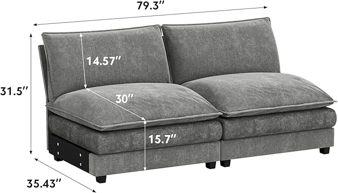 Homall Modular Sectional Sofa, Sofa Couch with Reversible Ottoman, DIY Combin...