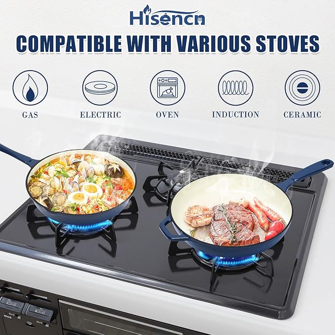 Hisencn Enameled Cast Iron Skillet Set
