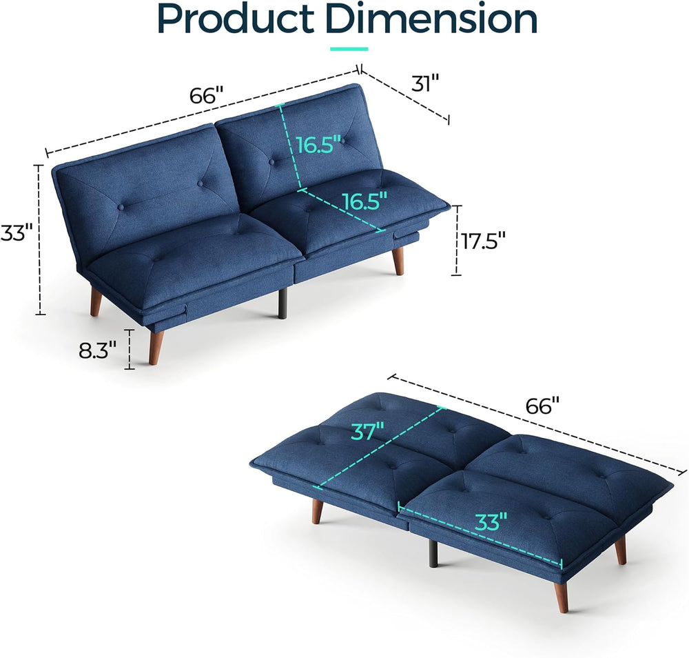 LINSY HOME Futon Sofa Bed, 70" Chenille Futon Couch with Adjustable Back...