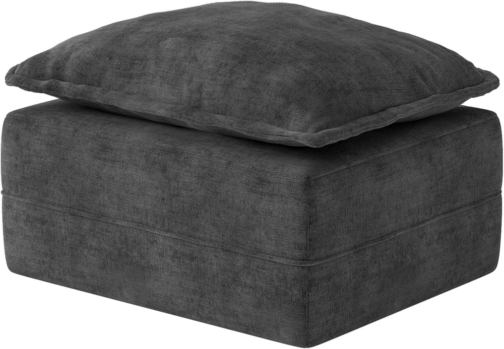 Hobestluk Cloud Memory Foam Ottoman, Removable Cover Footrest, Dark Grey