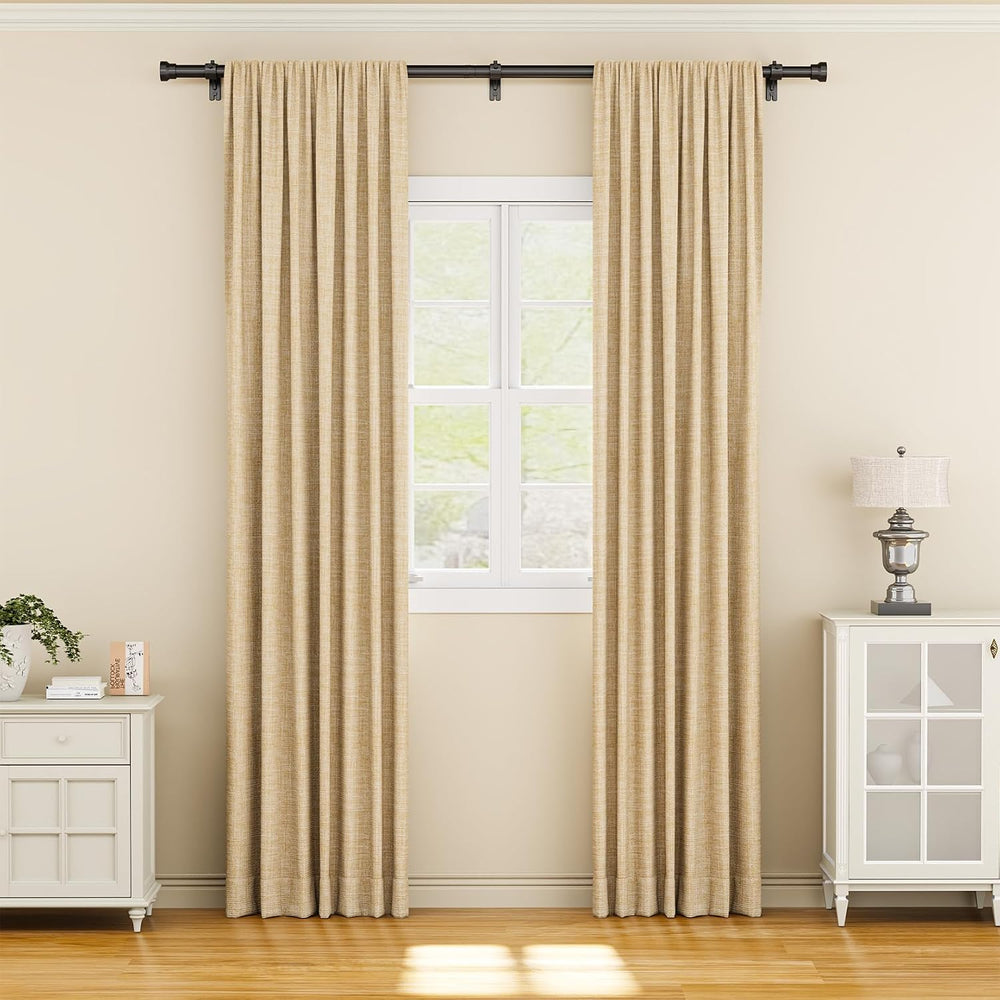 YaFex Curtain Rods 2 Pack 32-84 Inch, Heavy Duty 1 Inch Curtain Rod, Black Lo...