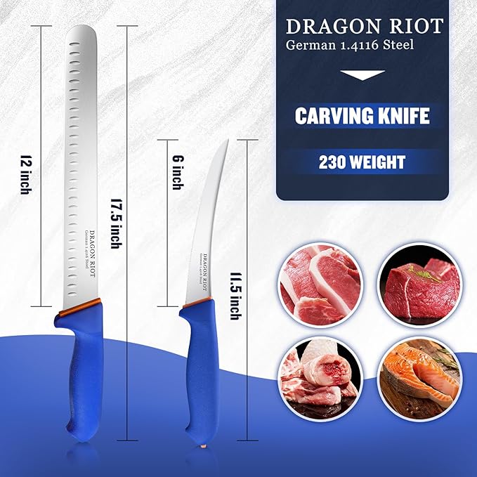 DRAGON RIOT Carving Knife Set for Meat 12 Inche Meat Slicing Knife and Boning