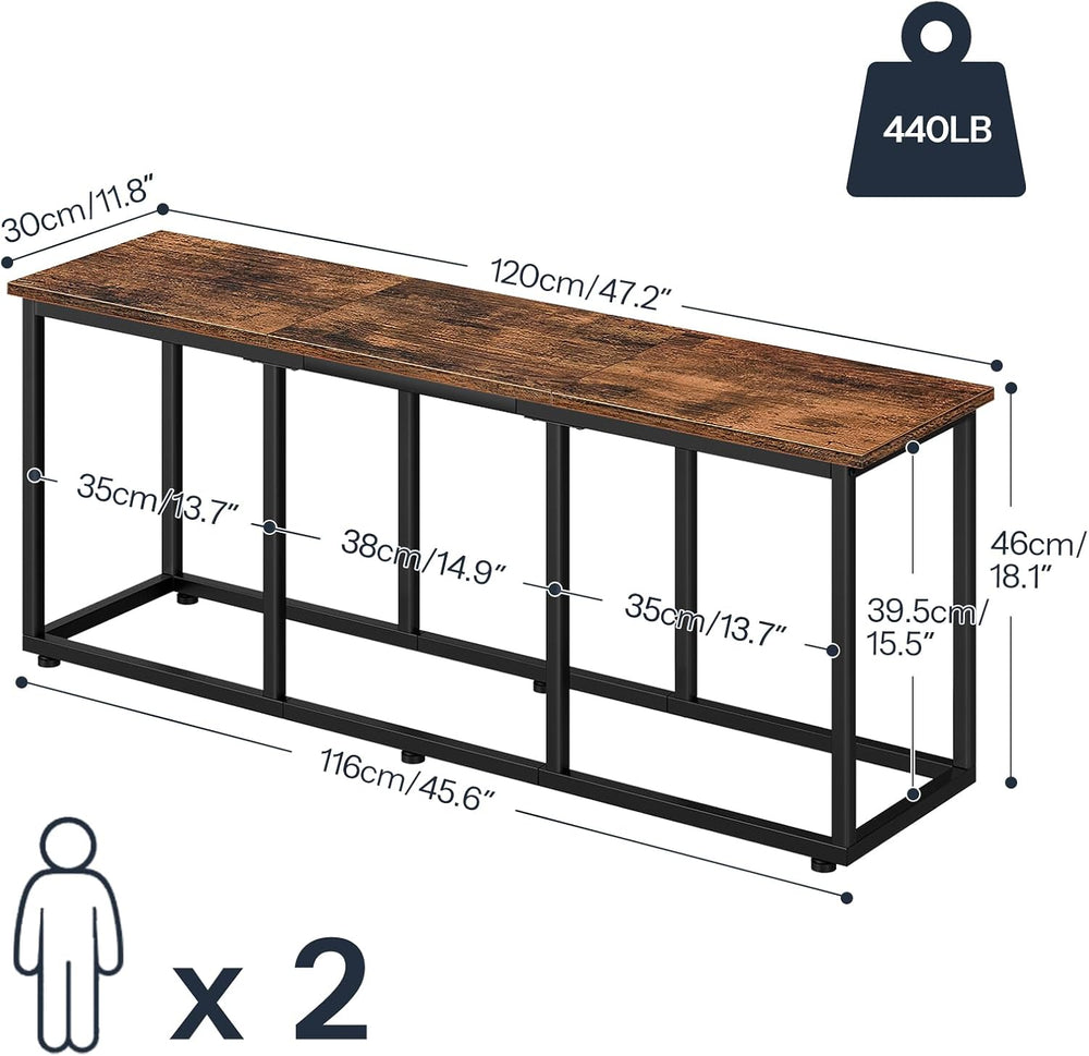 HOOBRO Dining Bench, 47.2 Inch Dining Table Bench, Industrial Style Kitchen B...