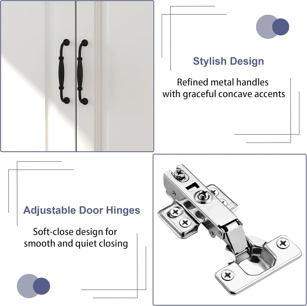 White Armoire Wardrobe Closet with 2 Drawers: 88" H x 32" W