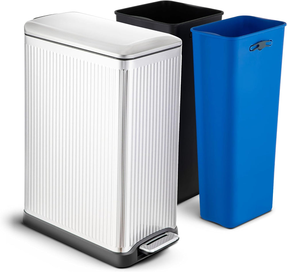 Home Zone Living 13 Gallon Dual Compartment Step Trash Can