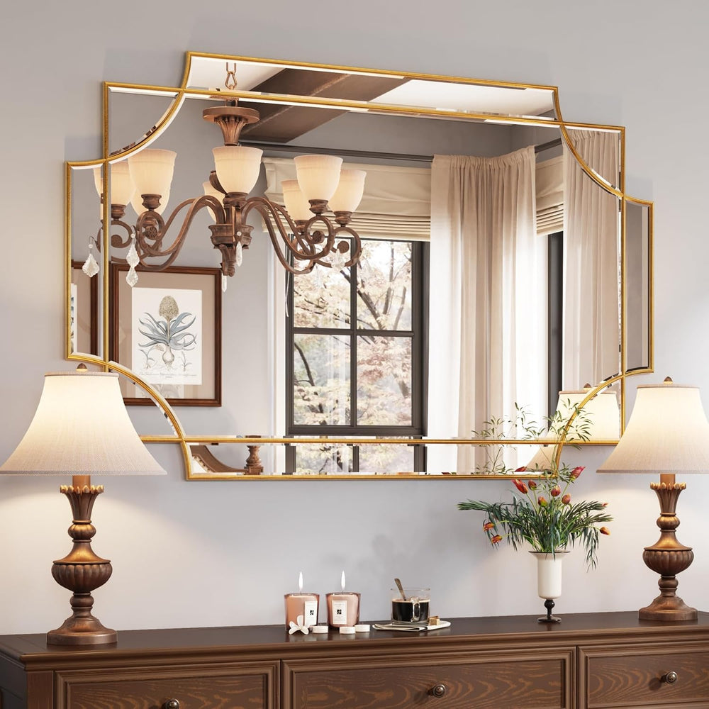 32"x48" Gold Foil Scalloped Edge Decorative Vanity Wall Mirror