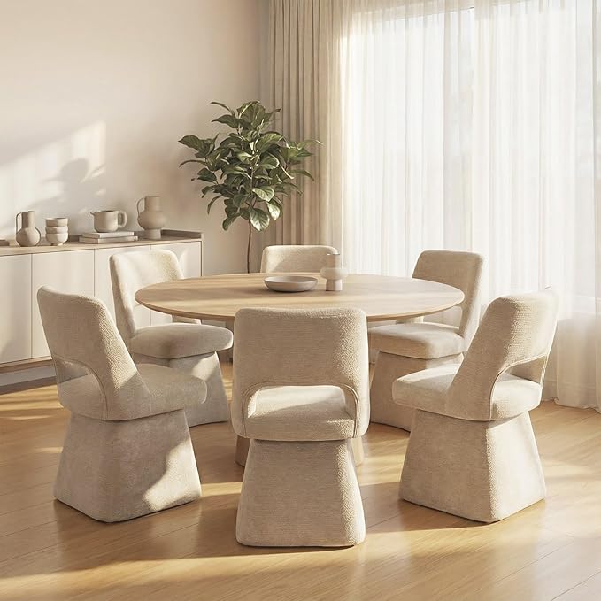 VKNOW Upholstered Swivel Dining Chairs Set of 2, Modern Dining Room Chairs wi...