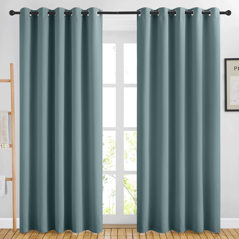 NICETOWN Blackout Greyish Blue Curtains for Sliding Glass Door 2 Panels - The...