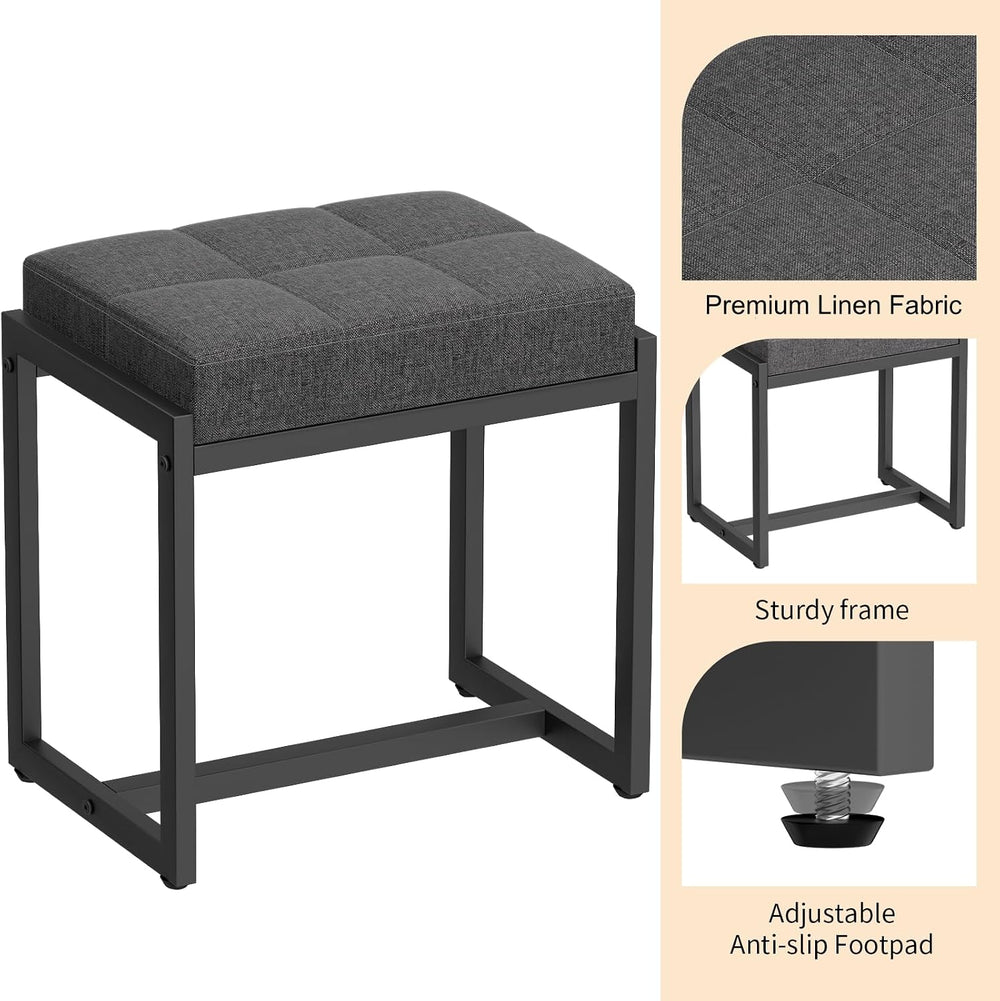 Vanity Stool, Vanity Chair Stools for Makeup Room, Square Linen Makeup Stool ...