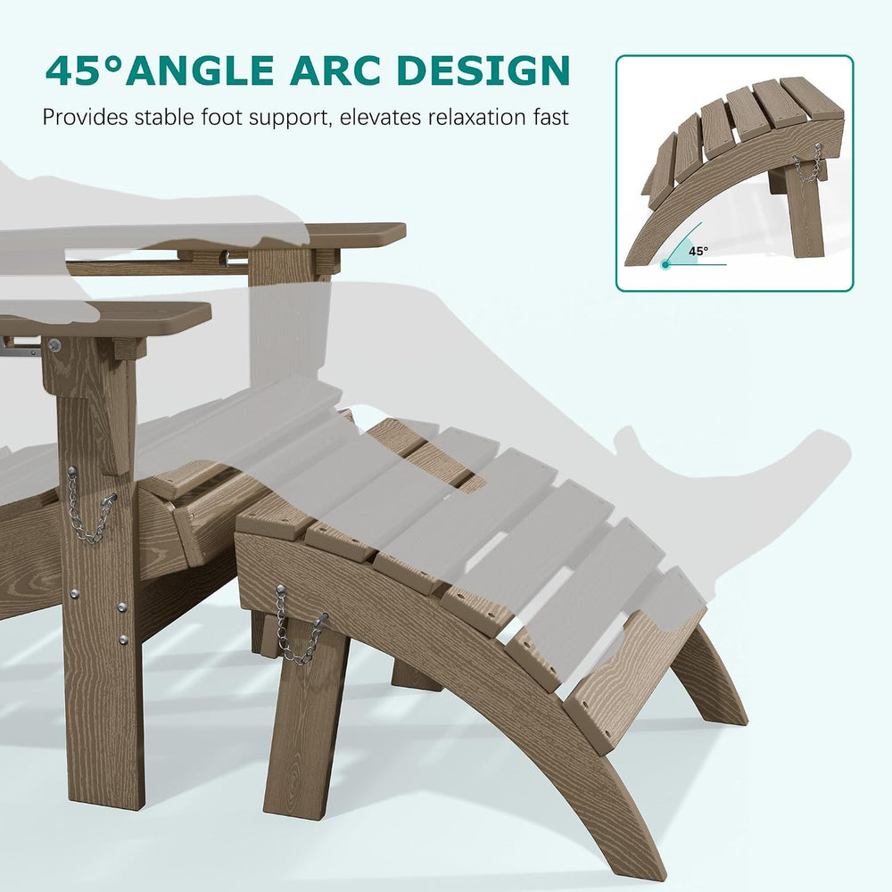PLUUV Folding Adirondack Ottoman Footrest for Adirondack Chair, Brown