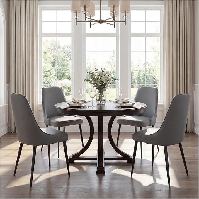 Modern Dining Chairs, Faux Leather Upholstered Dining Room Chair Kitchen Chai...