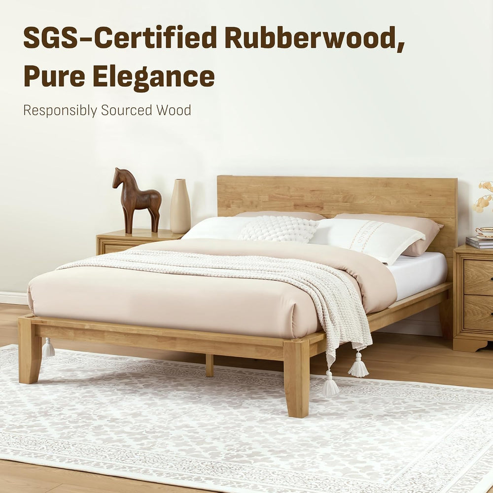 Softa Mikor Queen Japanese Joinery Bed Frame, Solid Wood, No-Tool Setup