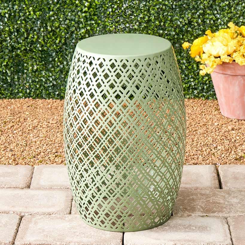 The Lakeside Collection Metal Barrel Stool - Green, 2139398