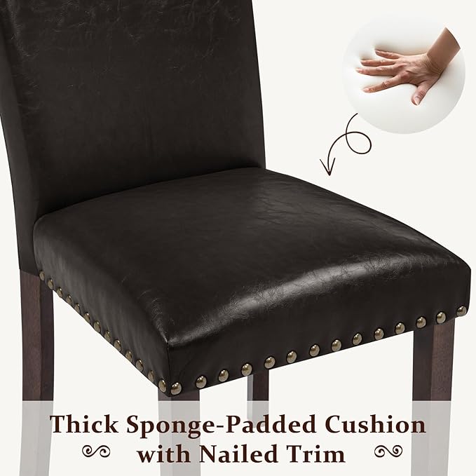 Furniliving Upholstered Dining Chairs Set of 2 - PU Leather Modern Farmhouse ...