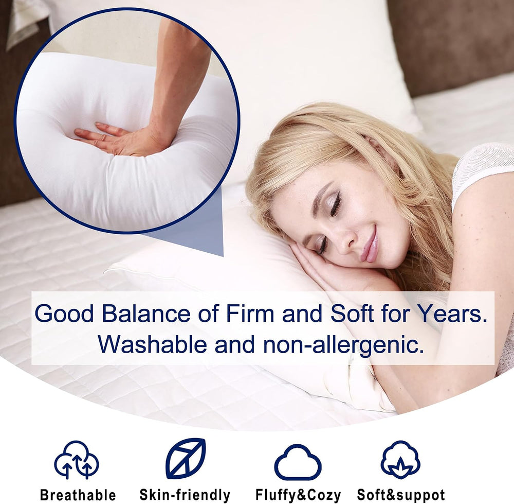 HITO 20x20 Pillow Inserts (Set of 2) - Down Alternative 100% Cotton Cover Dec...