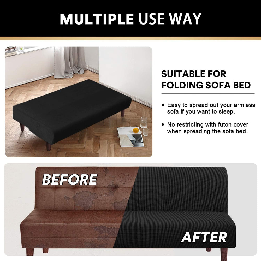 PrinceDeco Stretch Armless Futon Cover Futon Slipcover Full Queen Size Futon ...
