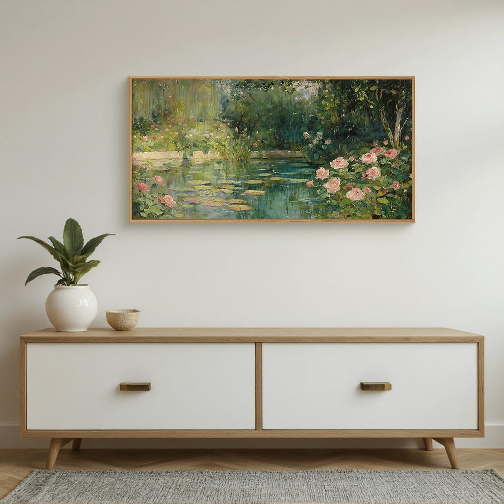 FWIEXA Monet Floral Framed Canvas Wall Art Set, Impressionist Botanical Garde...