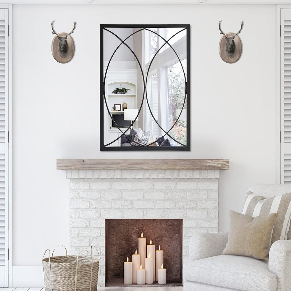 HQiJun Black Rectangle Wall Mirror, Farmhouse Decorative Mirror for Entryway,...