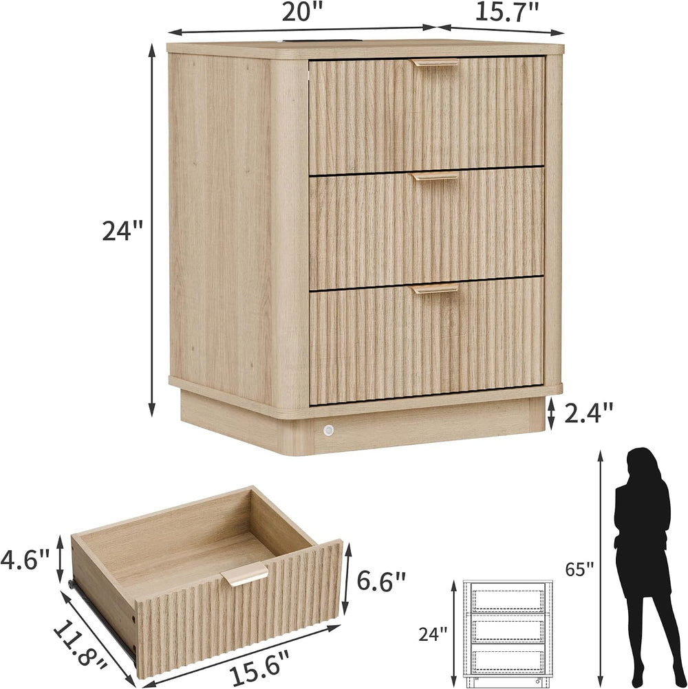 Dresser and Nightstand Sets 3 Piece, Bedroom Set with Charging Station, Large...