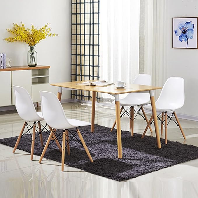 COSTWAY Dinning Chair Set of 4, Mid Century Modern Eiffel DSW Style Shell Mol...