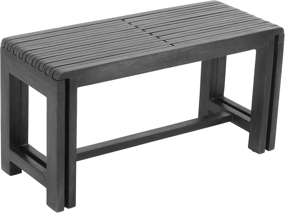 Jofran Global Archive Bradford Extendable Solid Mango Wood Bench, Mid-Century...